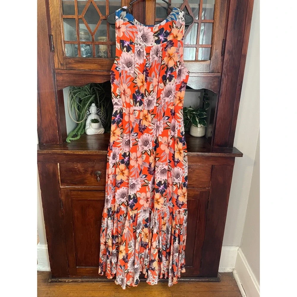 Jade Johnny Was Priyanka XL‎ Maxi Dress Floral Print Sleeveless Silk - Picture 3 of 8